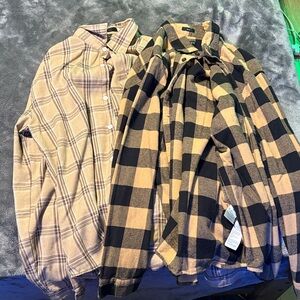 J. Crew Plaid and Checkered Men's Shirts - Tan and Black